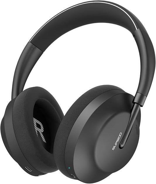 Wireless Bluetooth Headphones Active Noise Cancelling Over-Ear Headphones with Microphone for Cellphone/Laptop/Computer (Black)