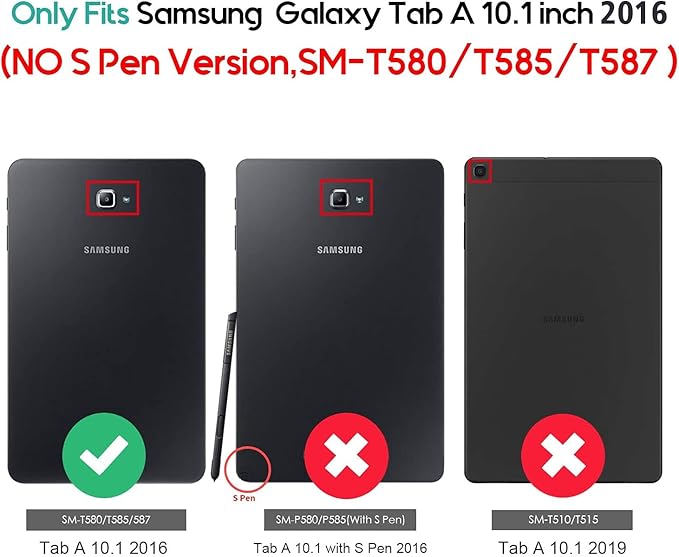 Case for Samsung Galaxy Tab A 10.1 2016 (No S Pen Version), Multi-Angle Flip PU Leather Protective Cover with Stylus Holder for Galaxy Tab A 10.1 Inch 2016 (SM-T580/T585) Case, Red