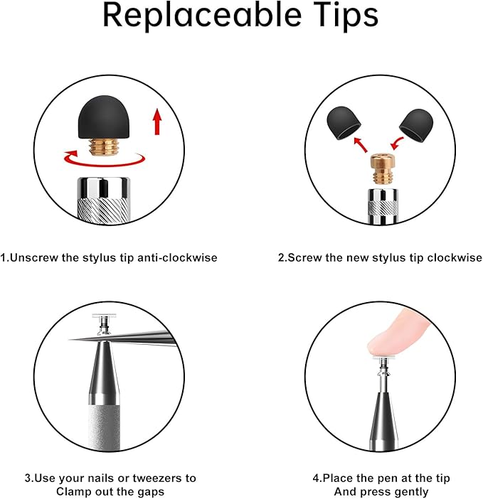 Bopomofo Stylus (5 Pcs), 2-in-1 Stylus Pen for Touchscreen, High Precision and Sensitivity, Suitable for iPhone/ipad/Android Tablets, Compatible with All Touch Screens,Silver