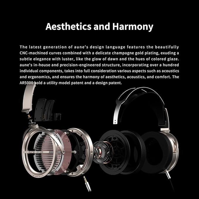 Aune AR5000 Full-Size Open-Back Headphones with MLD Driver, Dynamic Driver, Detachable Cable, Over-Ear HiFi Hi-Res Audiophile Headphones for HiFi System, Home Audio, DAP