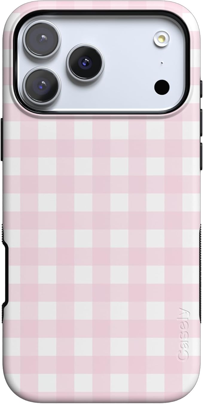 Casely iPhone 17 Pro Case | Pink Plaid | Sunday Best | Compatible with MagSafe | Bold Protective Design