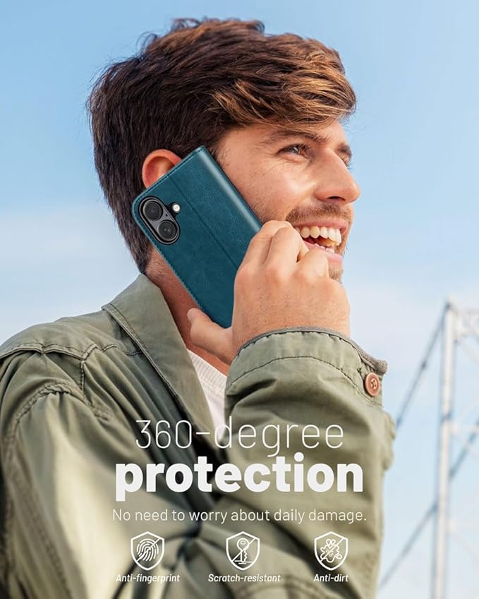 OCASE Compatible with iPhone 16 Wallet Case, PU Leather Flip Folio Case with Card Holders RFID Blocking Kickstand [Shockproof TPU Inner Shell] Phone Cover 6.1 Inch 2024, Peacock Blue