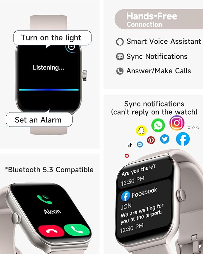 Smart Watch for Men Women Alexa Built-in, 1.95" Fitness Tracker with Answer/Make Calls, IP68 Waterproof/Sleep Tracker/Heart Rate/100 Sports, Fitness Watch Compatible iOS Android