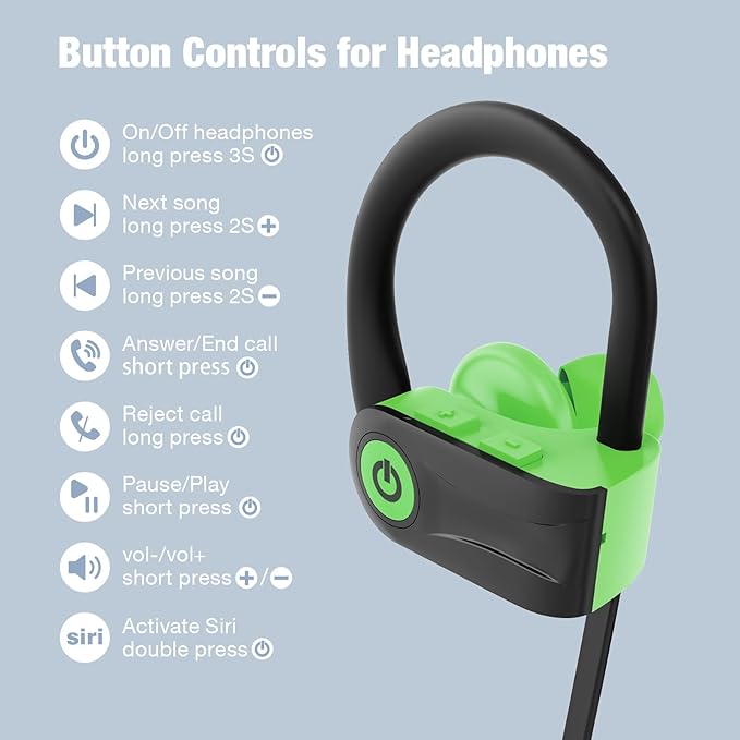 Boean Wireless Headphones Wrokout Headphones Bluetooth 5.3 with IPX7 Rating Workout Running Headphone with 16 Hours Bluetooth Earbuds for Man Women