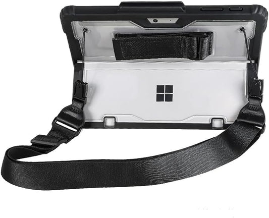 Clear Case for Microsoft Surface Pro 7 Plus/Pro7/Pro 6/Pro 5/Pro 2017/Pro 4,Rugged Hard Shell Cover with Shoulder Strap & Hand Strap&Stylus Pen Holder, Compatible with Type Cover Keyboard, (Black)
