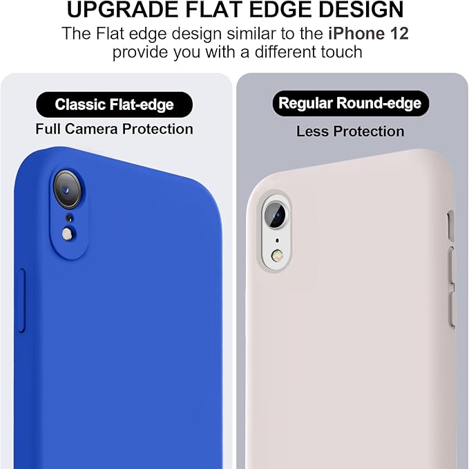 Vooii Compatible with iPhone XR Case, Upgraded Liquid Silicone with [Flat Edges] [Camera Protection] [Soft Anti-Scratch Microfiber Lining] Phone Case for iPhone 10 XR 6.1 inch - Klein Blue