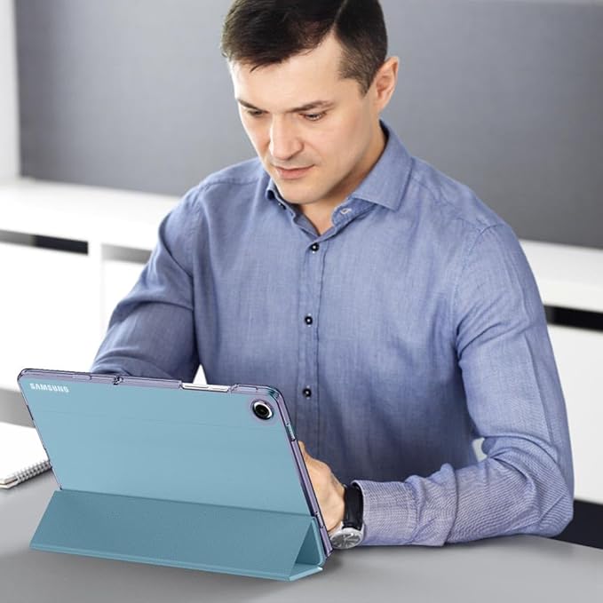 MoKo Case for Galaxy Tab A9+/A9 Plus 11 inch 2023, Slim Stand Protective Smart Cover with Hard PC Translucent Back Shell for Tab A9 Plus Tablet (SM-X210/X216/X218), Auto Wake/Sleep, MistyBlue