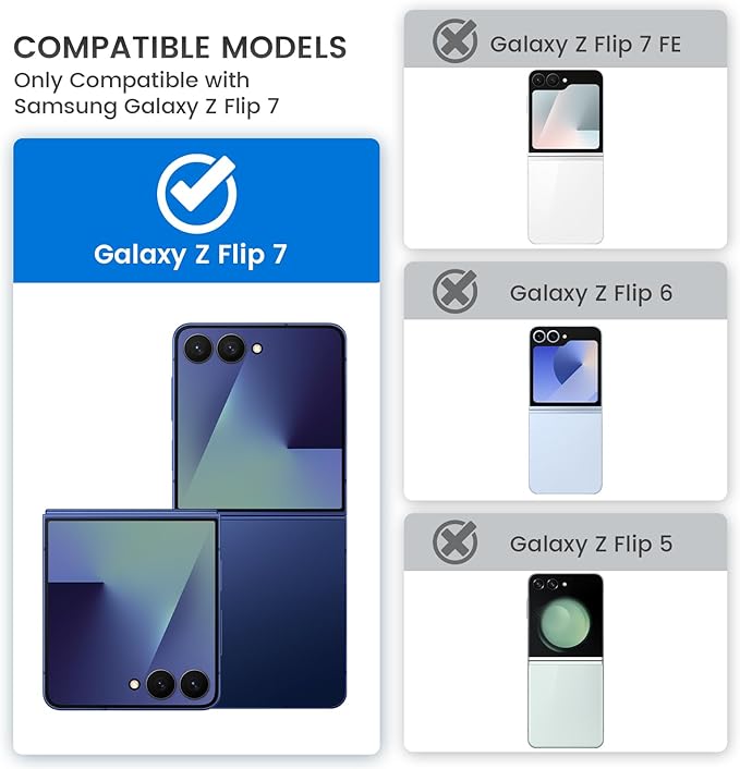 VEGO for Galaxy Z Flip 7 Case, 360° Rotatable Ring Kickstand & Belt Clip Holster & Tempered Glass Camera Screen Protector & Hinge Protection, Shockproof Case for Samsung Flip 7 5G - Black