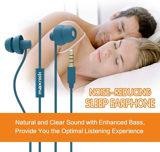 MAXROCK Sleep Earplugs - Noise Isolating Ear Plugs Sleep Earbuds Headphones with Unique Total Soft Silicone Perfect for Insomnia, Side Sleeper, Snoring, Air Travel, Meditation & Relaxation(wh) (Blue)