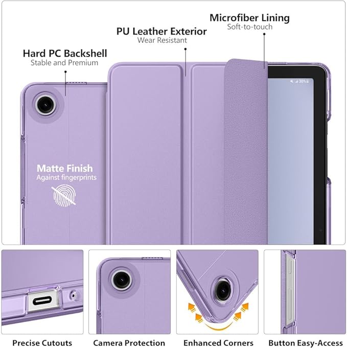 MoKo Case for Galaxy Tab A9+/A9 Plus 11 inch 2023, Slim Stand Protective Smart Cover with Hard PC Translucent Back Shell for Tab A9 Plus Tablet (SM-X210/X216/X218), Auto Wake/Sleep, Lilac