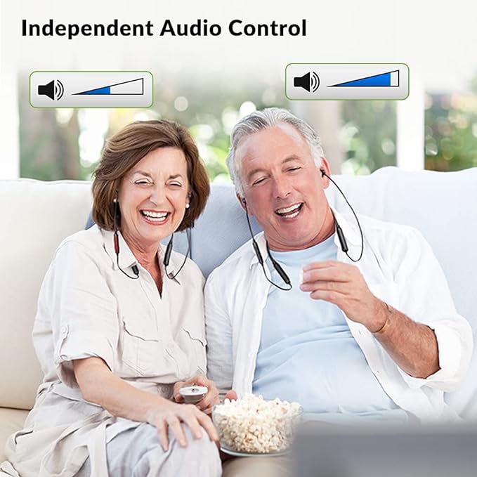 Avantree HT41866 - Wireless Earbuds for TV Listening (Set of 2), 20H Neckband Headphones with Bluetooth Transmitter for Optical Digital Audio, RCA, 3.5mm Aux Ported TVs, Plug & Play, No Audio Delay