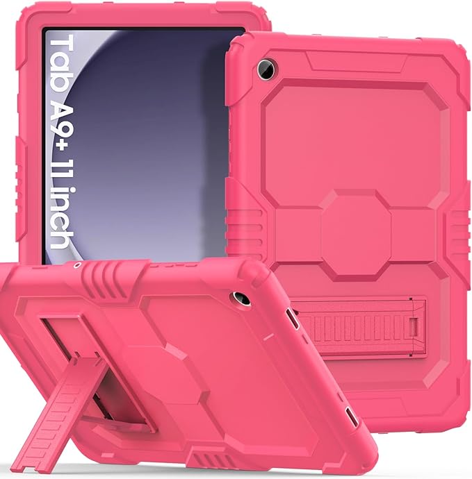 OKP Case for New Samsung Galaxy Tab A9+/ A9 Plus 11 Inch 2023 (SM-X210/X216/X218), Heavy Duty Shockproof Rugged 11" Galaxy A9+ Tablet Protective Cover with Kickstand for Kids Boys Girls, Pink