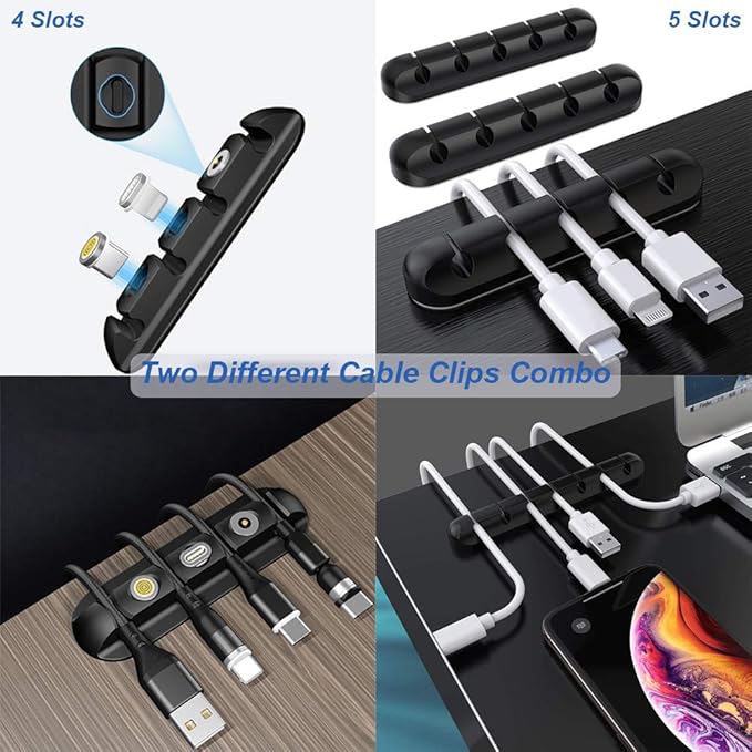 OCYCLONE Cell Phone Stand + 2 PCS Cable Organizer, Angle Height Adjustable iPhone Stand for Desk, Foldable Cell Phone Holder Tablet Stand Compatible with 4.7"-13" Phone Tablet