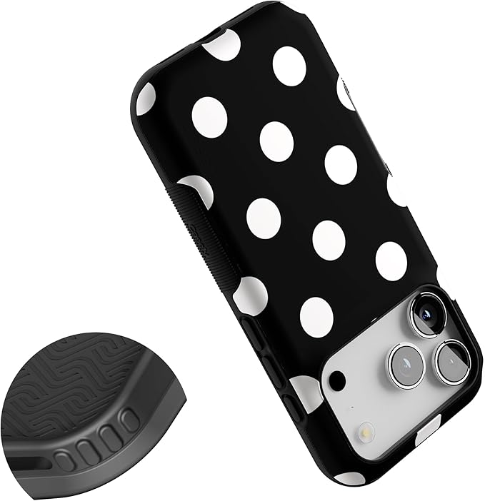 Casely iPhone 17 Pro Case | Polka Dots | High Contrast Design | Bold Protective Design | Compatible with MagSafe