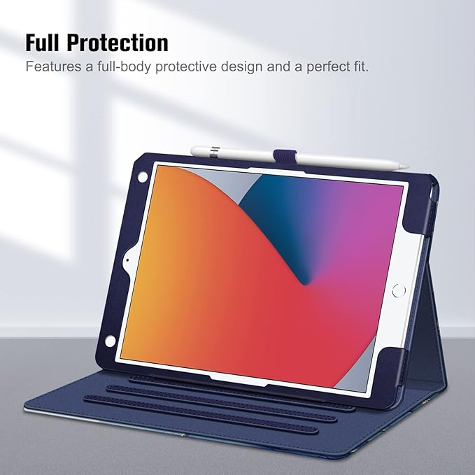Fintie Case for iPad 9th / 8th / 7th Generation (2021/2020/2019) 10.2 Inch - [Corner Protection] Multi-Angle Viewing Stand Cover with Pocket & Pencil Holder, Auto Sleep Wake, Ocean Marble