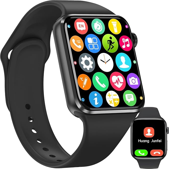 Smart Watch for Android iOS Phones Compatible iPhone Samsung, 2.09'' Fitness Activity Tracker Watch with Bluetooth Call/SMS/Sleep Monitor/Pedometer Smartwatch for Men Women with 2 Bands (Black)