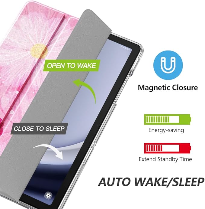 MoKo Case for Galaxy Tab A9+/A9 Plus 11 inch 2023, Slim Stand Protective Smart Cover with Hard PC Translucent Back Shell for Tab A9 Plus Tablet (SM-X210/X216/X218), Auto Wake/Sleep, Coreopsis