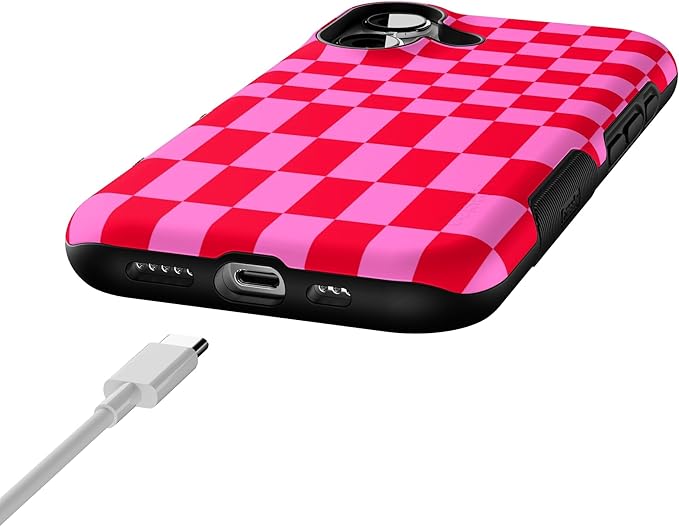 Casely iPhone 17 Case | Vibe Check | Pink Checkerboard | Bold Protective Design | Compatible with MagSafe
