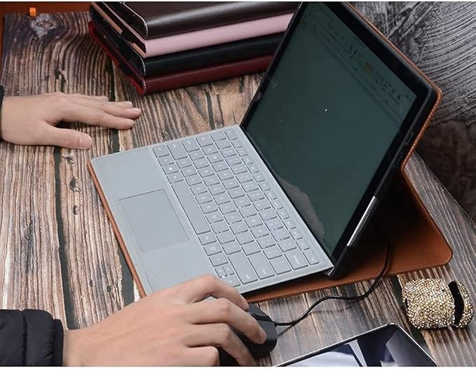 for Microsoft Surface Go 1/2/3 10 inch and Go 4 10.5 inch Case 2018/2020/2021/2023 Genuine Leather Cover Protective Shell Compatible with Type Cover Keyboard and Pencil Holder.Red