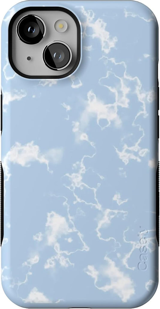 Casely iPhone 14 Case | Light Blue Skies | Marble Clouds | Compatible with MagSafe | Bold Protective Design