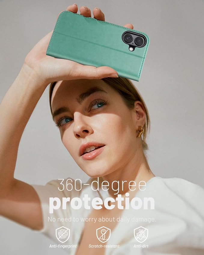 OCASE Compatible with iPhone 16 Wallet Case, PU Leather Flip Folio Case with Card Holders RFID Blocking Kickstand [Shockproof TPU Inner Shell] Phone Cover 6.1 Inch 2024, Green