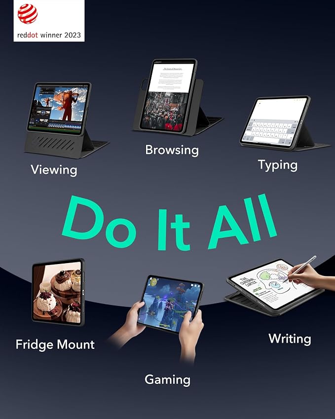 ESR for iPad Pro 13 Inch Case M4(2024), iPad Pro 13 Rotating Case with Removable Magnetic Cover, Adjustable Portrait/Landscape Stand with Raised Screen View, 9 Standing Angles, Shift Series, Black