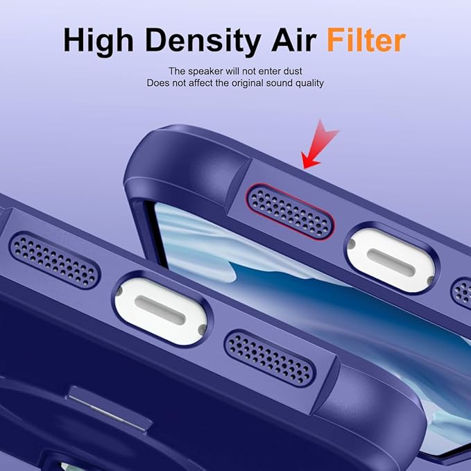 Magnetic Compatible with iPhone 15 Pro Case with Stand [Military Grade Drop Tested][Compatible with Magnet] Ring Translucent Slim Hard Back Soft Edge, Blue