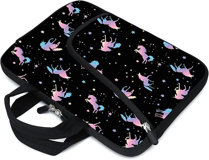 Unicorn Laptop Sleeve - 11.6" & 12.2" Chromebook & Ultrabook Case with Two Pockets & Neoprene Handle for Men & Women - Fits Apple MacBook Air, Samsung, Acer, HP, DELL