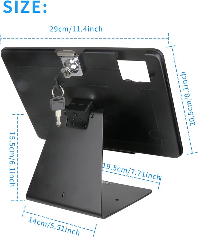 Desktop Anti-Theft Security Kiosk POS Stand Holder Enclosure for 2025 iPad 11" (A16) 11th / 10.9" 2022 iPad 10th, Flip & Rotate