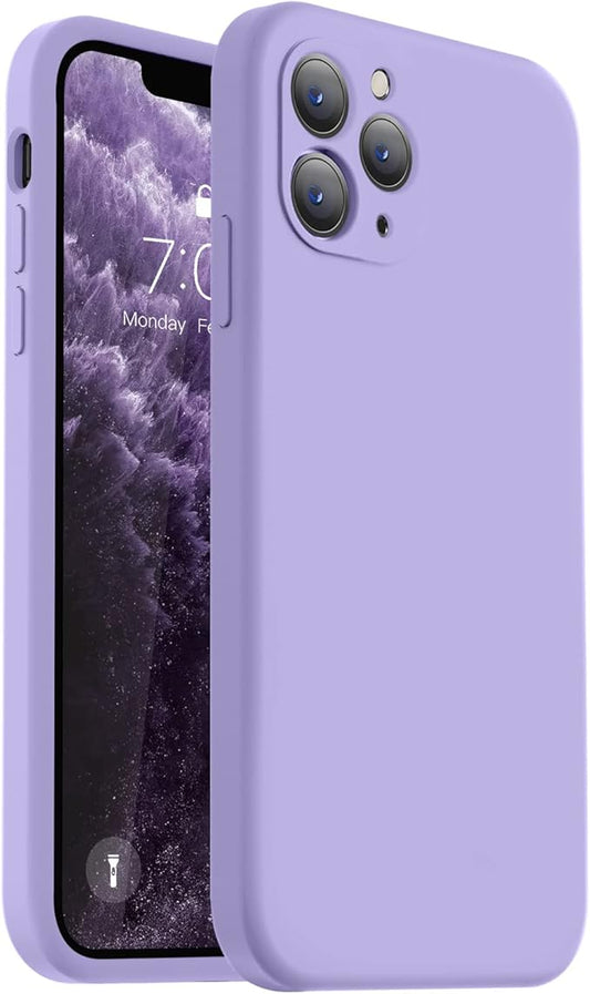 Vooii Compatible with iPhone 11 Pro Case, Upgraded Liquid Silicone with [Flat Edges] [Camera Protection] [Soft Anti-Scratch Microfiber Lining] Phone Case for iPhone 11 Pro 5.8 inch - Light Purple