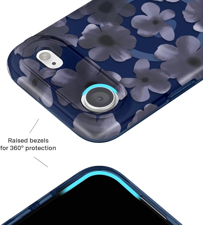VELVET CAVIAR Case for iPhone 17 Air | Compatible with MagSafe | 10ft Drop Tested | Protective Designer Cases | Midnight Blossom Blue Flowers