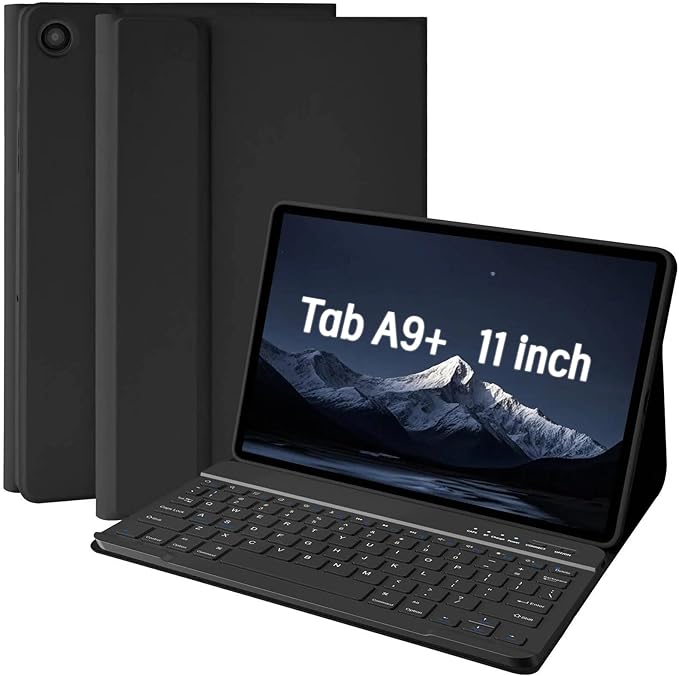 MMK Galaxy Tab A9 Plus Case with Keyboard, Samsung A9 Plus Tablet Case Keyboard (11" 2023, SM-X210/X216/X218), Wireless Detachable-Black