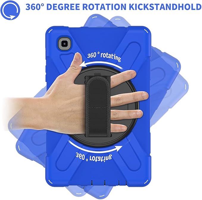 ZenRich for Samsung Galaxy Tab A7 Lite Case 8.7" (SM-T220/ T225/ T227), Heavy Duty Full-Body Shockproof Protective Case with Rotating Stand, Hand/Shoulder Strap for Tab A7 Lite, Blue