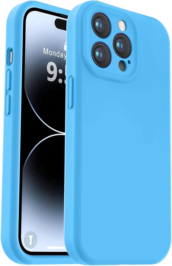 Vooii Compatible with iPhone 14 Pro Max Case, Liquid Silicone Upgrade [Camera Protection] [Soft Anti-Scratch Microfiber Lining] Shockproof Phone Case for iPhone 14 Pro Max 6.7 inch - Blue