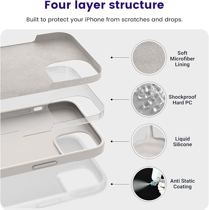 OTOFLY Designed for iPhone 14 Case, Silicone Shockproof Slim Thin Phone Case for iPhone 14 6.1 inch (Stone)