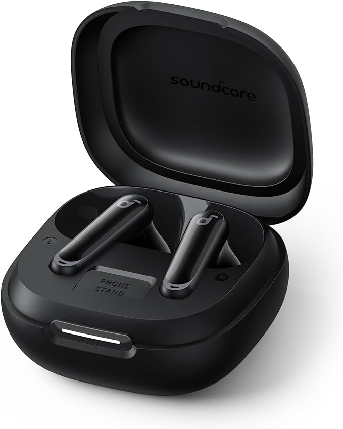 Soundcore P40i by Anker, Noise Cancelling Wireless Earbuds, Adaptive Noise Cancelling to Environments, Heavy Bass, 60H Playtime, 2-in-1 Case and Phone Stand, IPX5, Wireless Charging, Bluetooth 5.3