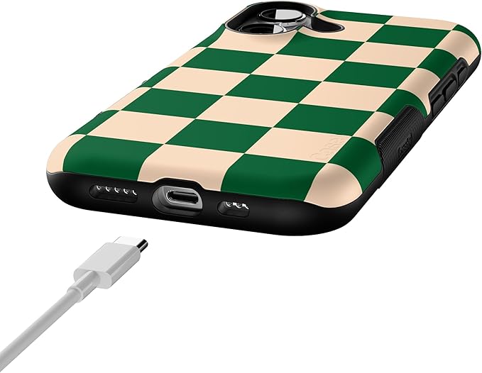 Casely iPhone 17 Case | Fit Check | Green Checkerboard | Bold Protective Design | Compatible with MagSafe
