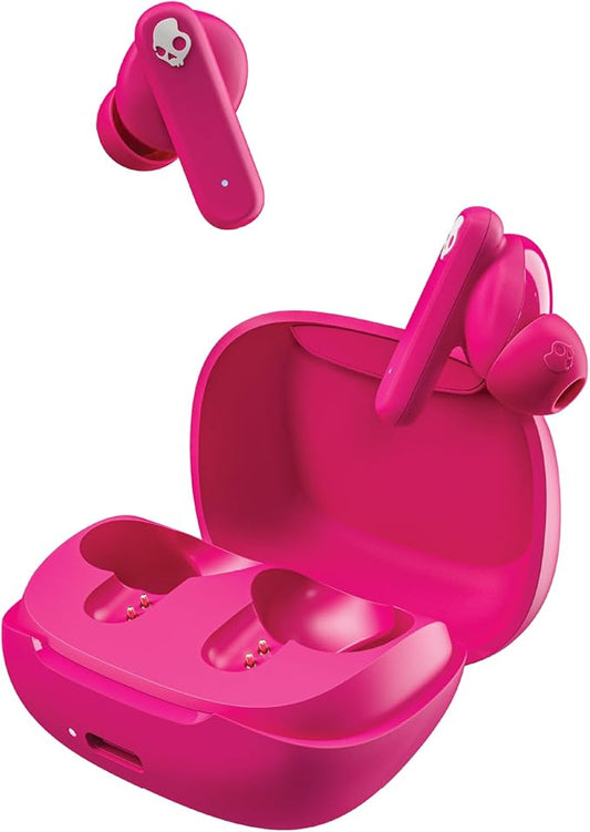 Skullcandy Smokin’ Buds Wireless Earbuds, Bluetooth Headphones, Noise Isolating Fit, Up to 20 Hours Battery, IPX4 Sweat and Water Resistant, Microphone for iPhone Android - Pink