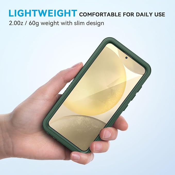 Lanhiem for Samsung Galaxy S24 Phone Case, IP68 Waterproof Dustproof Built-in Screen Protector Rugged Full Body Shockproof Protective Cover for Galaxy S24 5G 6.2 Inch, Green