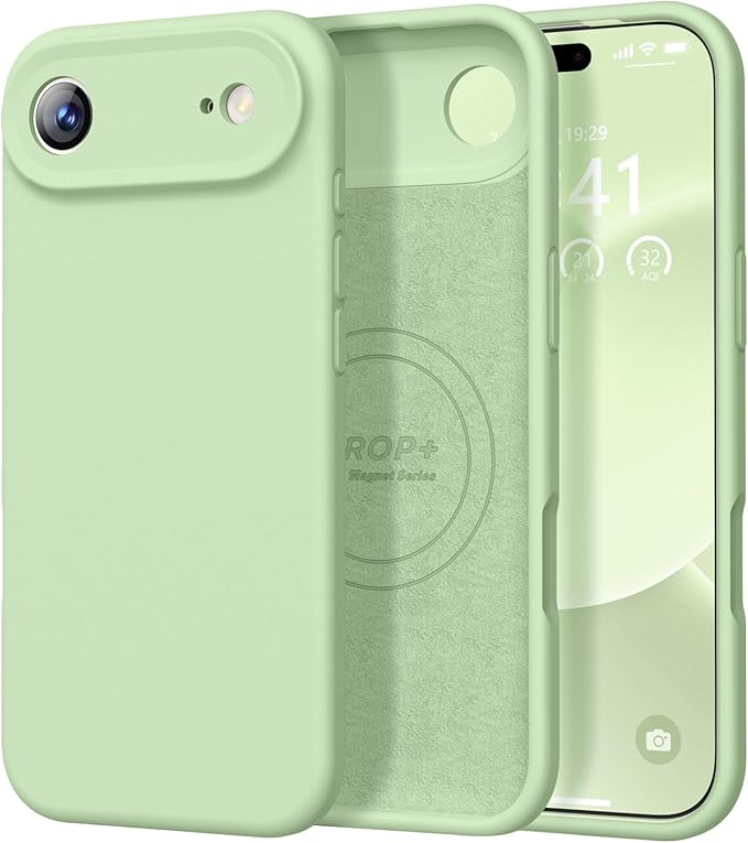 Vooii Magnetic Compatible with iPhone Air Case (Compatible with Magsafe) (Upgraded Camera Protection) Liquid Silicone Shockproof Full Body Protective Phone Cover for Women Men, Matcha, 6.5"