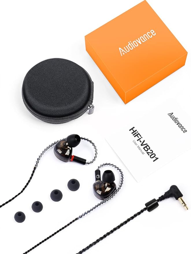 Vibes 201M Wired Earbuds in-Ear Headphones with Mic, Noise Cancelling Bass Driven HiFi Earphones, Tangle-Free Braided Cord, Carry Case, Ear Buds Tips, 3.5mm Jack, Secure Fit (Clear Brown)