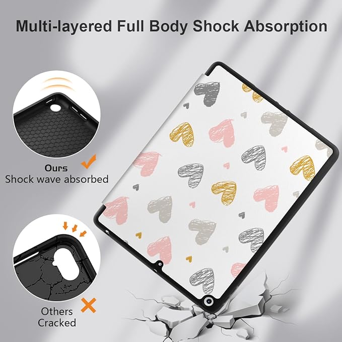 DONGKE Case Compatible with iPad 10.2 Inch 2021 2020 2019 iPad 9th/8th/7th Generation with Pencil Holder, Slim Stand Protective Case with Soft TPU Back, Auto Sleep/Wake Cover, Cute Hearts