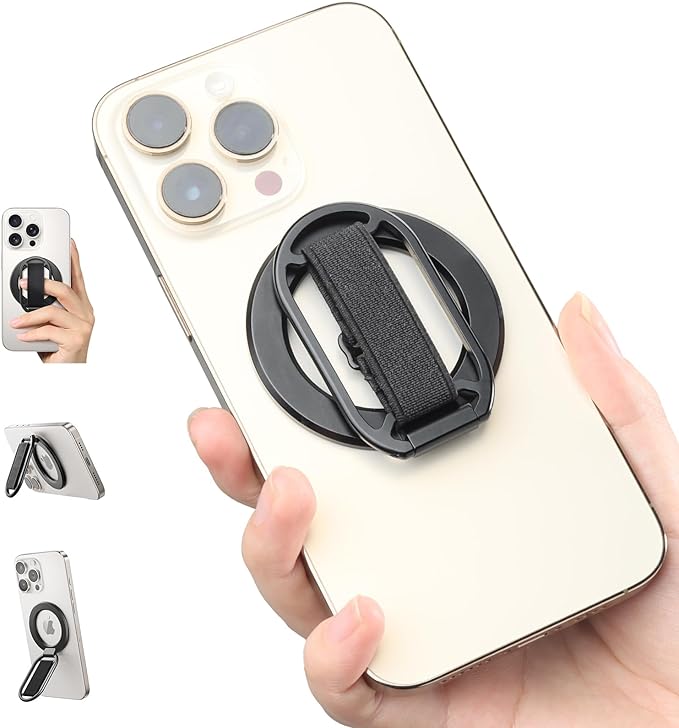 SUPERONE for MagSafe Phone Grip, Magnetic Phone Ring Holder, Magnetic Phone Grip with MagSafe Strap, Adjustable Finger Ring Grip Kickstand for iPhone 17 16 15 14 13 12 Series Mag Safe Accessories