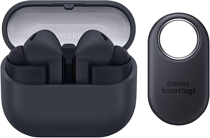 SAMSUNG Galaxy Buds 3 FE (2025) + Galaxy SmartTag2, True Wireless Bluetooth Earbuds, Active Noise Cancellation, Powerful Sound, Clear Calls, Long Lasting Battery, Black [US Version, 2 Year Warranty]