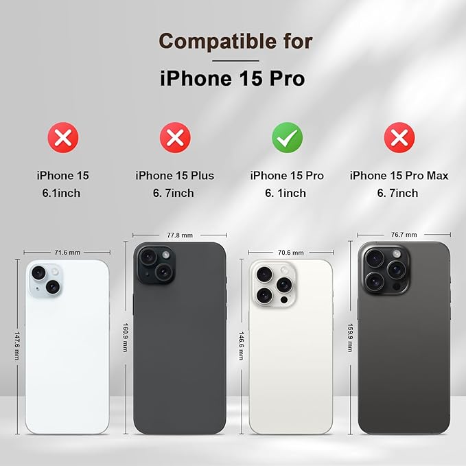 Jasonyu Flip Wallet Case for iPhone 15 Pro,Leather Magnetic Folio Cover with Card Holder,Kickstand - TPU Shockproof Durable Protective Phone Case,Brown