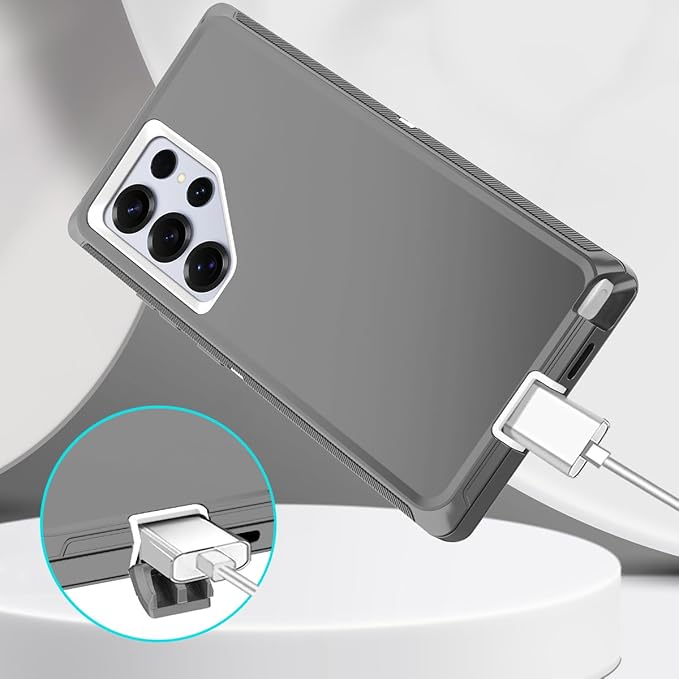 for Samsung Galaxy S25 Ultra Case Heavy Duty Protective Case Shockproof Dropproof 3-Layer Full Body Protection [Without Screen Protector] Tough Rugged Case for Galaxy S25 Ultra,Grey/White