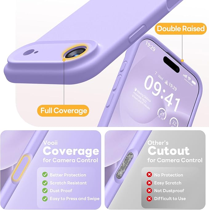 Vooii Magnetic Compatible with iPhone Air Case (Compatible with Magsafe) (Upgraded Camera Protection) Liquid Silicone Shockproof Full Body Protective Phone Cover for Women Men, Light Purple, 6.5"