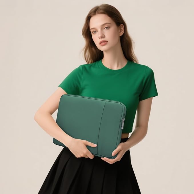 HYZUO 13.3-14 Inch Laptop Sleeve Bag Set for MacBook Pro 14 M4/M3/M2/M1, MacBook Air/Pro 13.3, 13.5"/13.8" Surface Book/Laptop, Notebook Case for 13.3" HP Dell Lenovo Asus Acer, Jungle Green