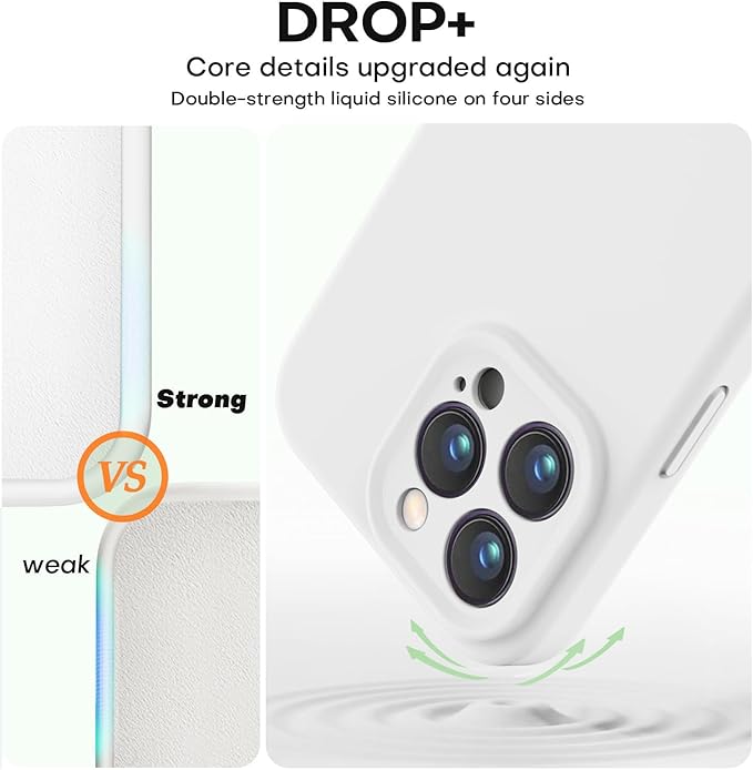 Vooii Compatible with iPhone 13 Pro Case, Liquid Silicone Upgrade [Camera Protection] [Soft Anti-Scratch Microfiber Lining] Shockproof Phone Case for iPhone 13 Pro 6.1 inch - White