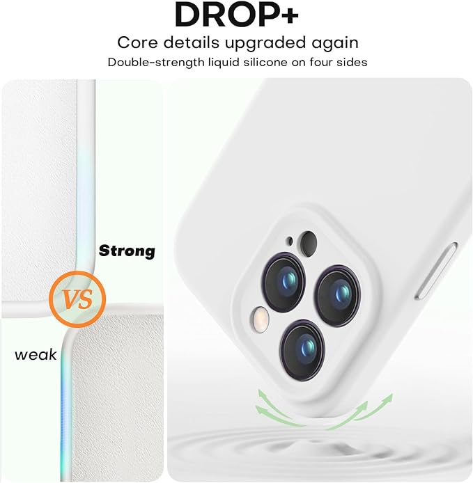 Vooii Compatible with iPhone 15 Pro Case, Upgrade Defender Liquid Silicone, [Enhanced Camera Protection] [Soft Anti-Scratch Microfiber Lining] Shockproof Phone Case for iPhone 15 Pro 6.1 inch - White